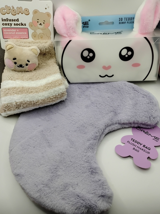 The Creme Shop Accessories - The Crème Shop Crescent Makeup Bag+Makeup Headband+Cozy Lavender Socks All BN
